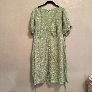 Madewell Green and white floral babydoll dress